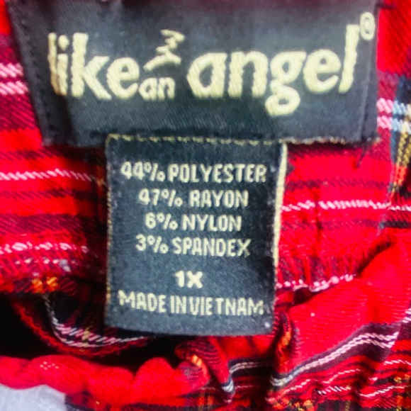 Like An Angel Red Plaid Punk Rock Joggers With Zipper Legs Womens Plus Size 1X - Picture 6 of 9